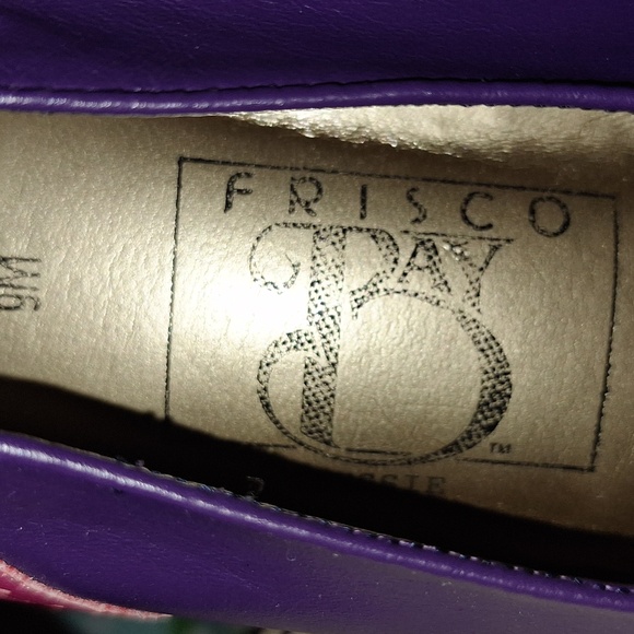 Frisco Bay vintage leather lace-up oxfords wing tips - 9M - purple pink teal - Picture 6 of 8